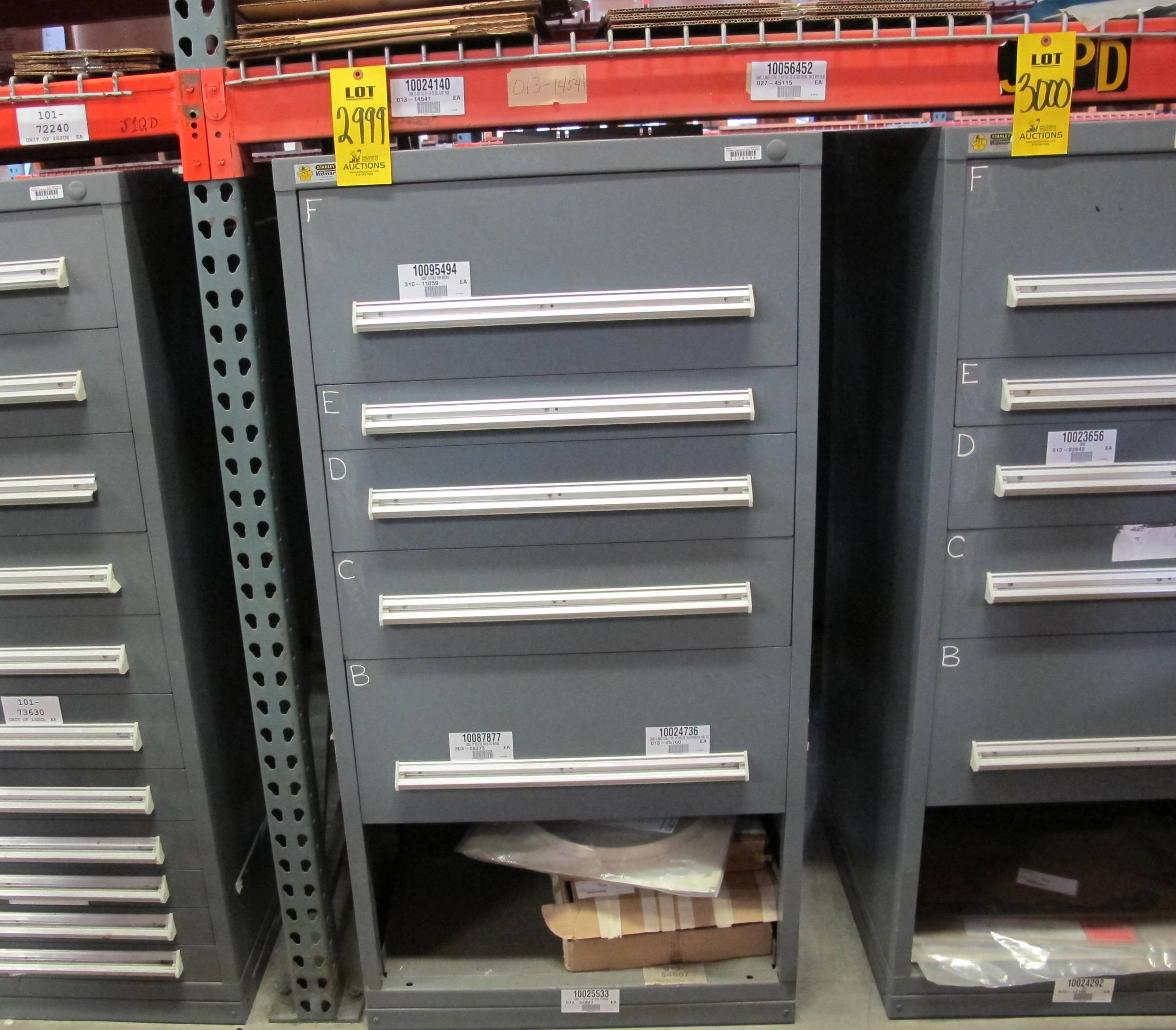 STANLEY VIDMAR HEAVY DUTY 5-DRAWER PARTS CABINET W/ CONTENTS (W-50) LOADING & HANDLING FEE $25-